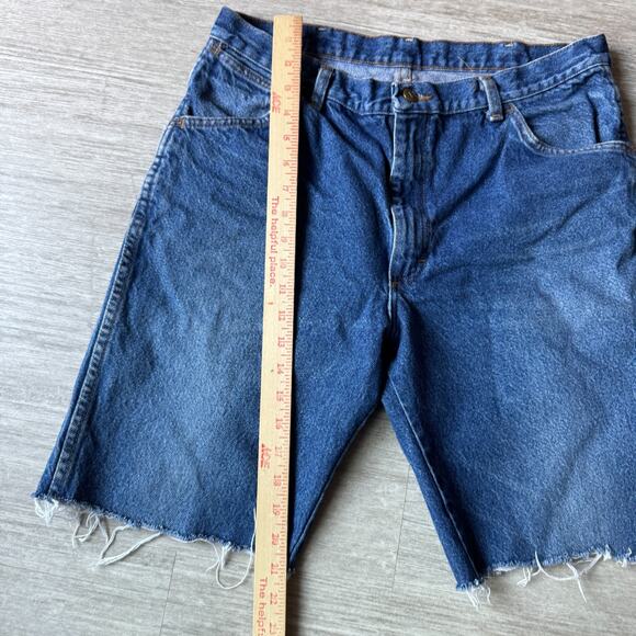 Red Kap Jean Shorts JORTS Cut Off Denim Mens 31 Toyota Logo Workwear Car Fan - Picture 9 of 9